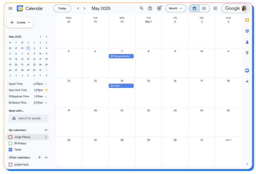 Google Calendar View