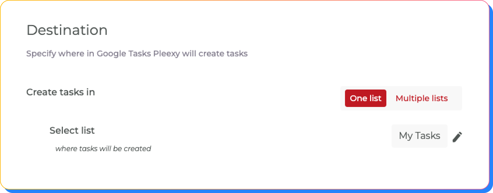 Organize tasks in Google Tasks lists