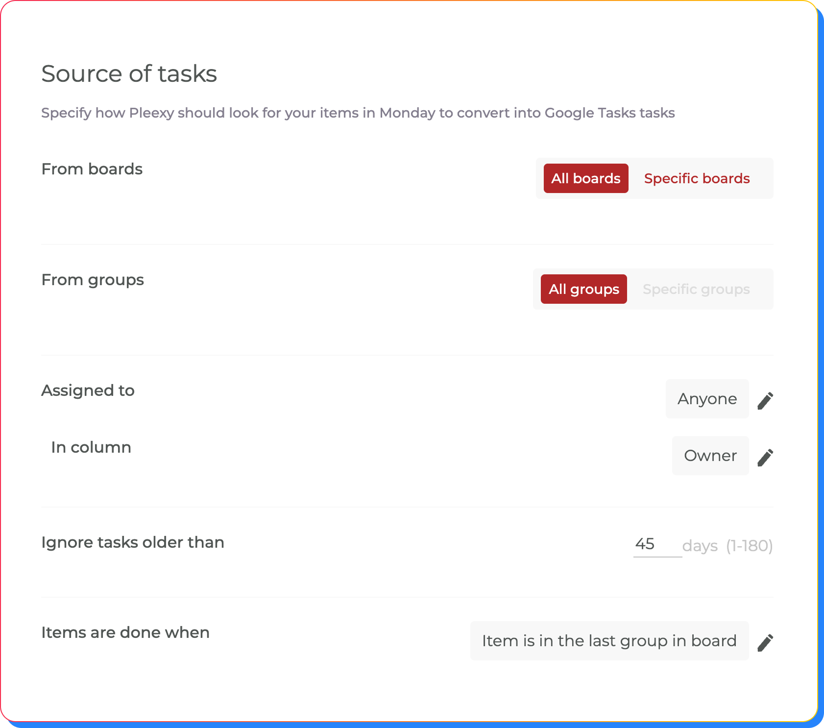 Configure intelligent board filtering