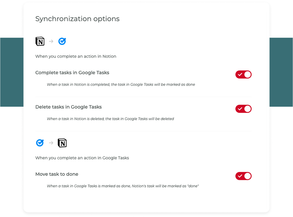 Customize your task sync settings