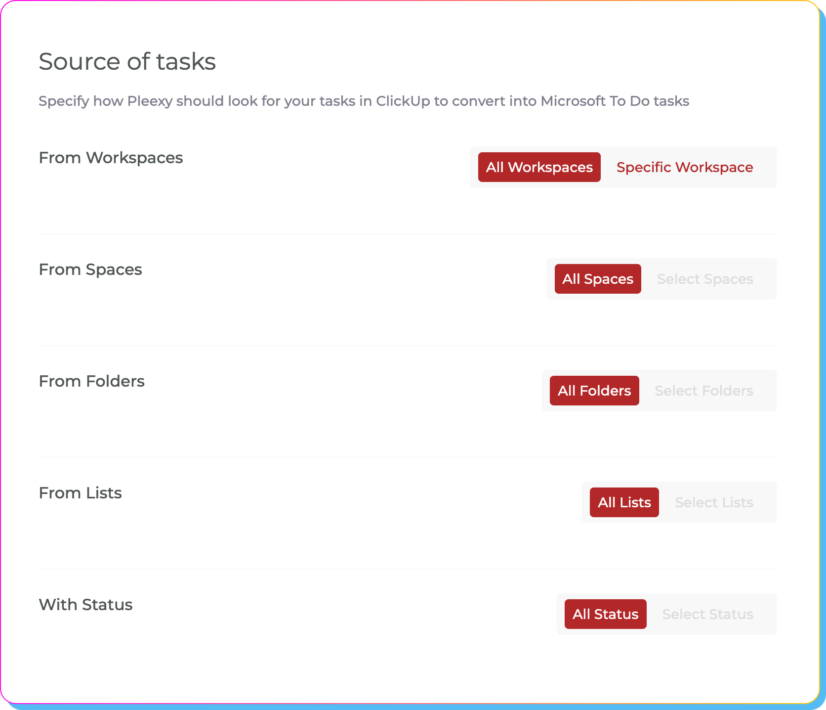 Configure advanced project filtering
