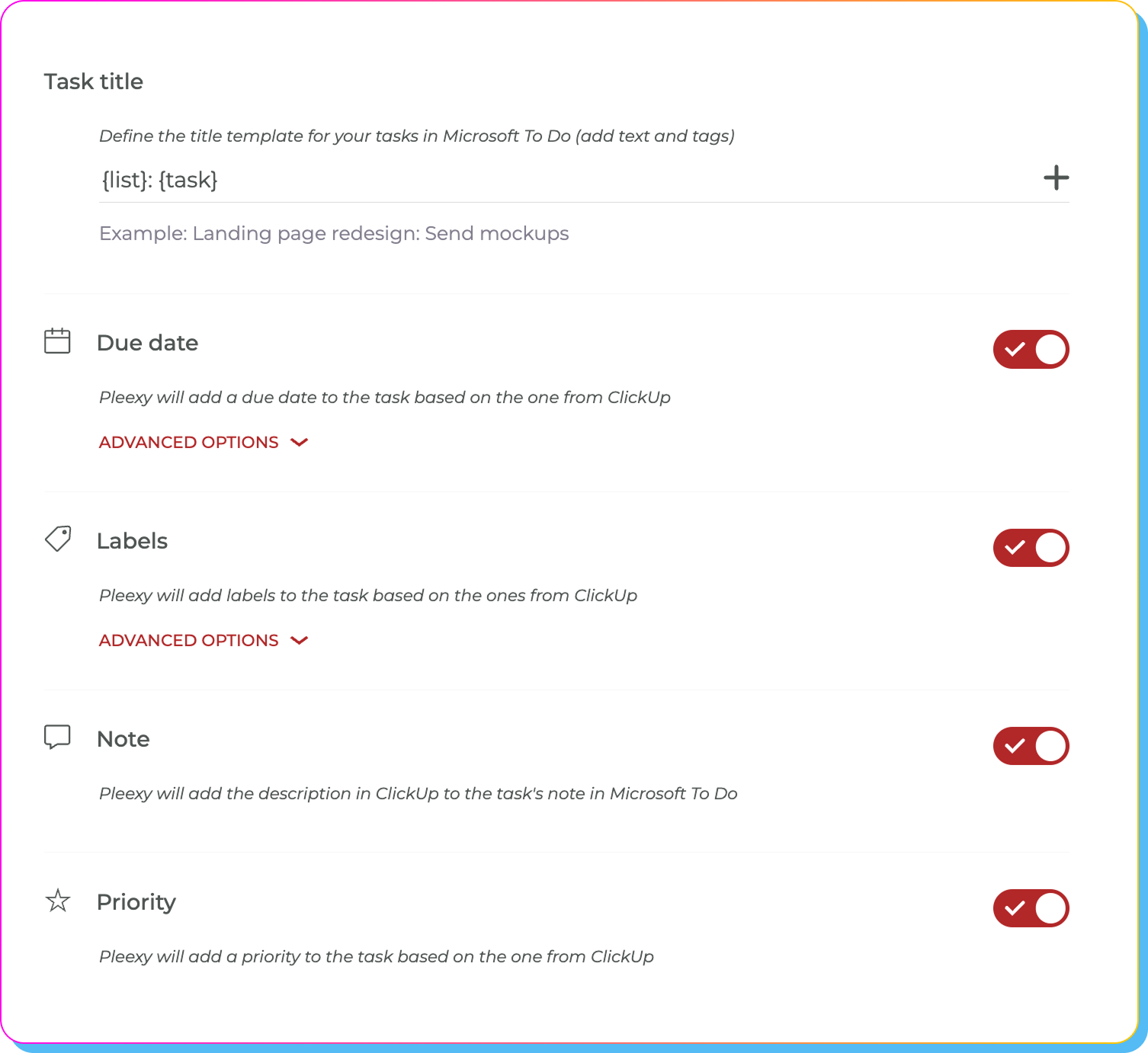 Customize Microsoft To Do task creation