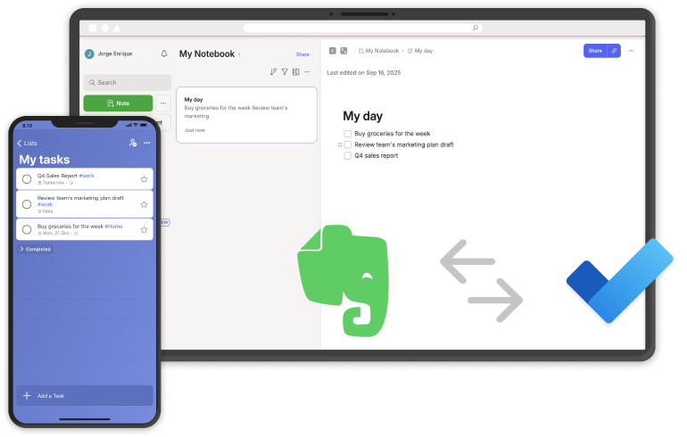 evernote & mstodo