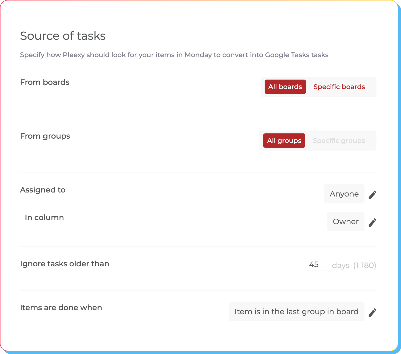 Configure intelligent board filtering