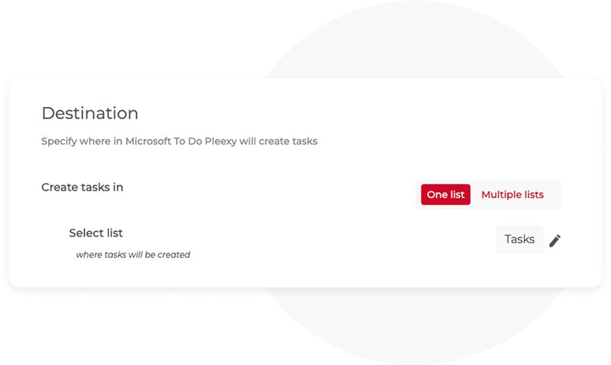 Specify where Pleexy should create your tasks in Microsoft To Do