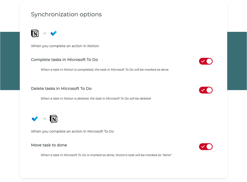 Customize your task sync settings
