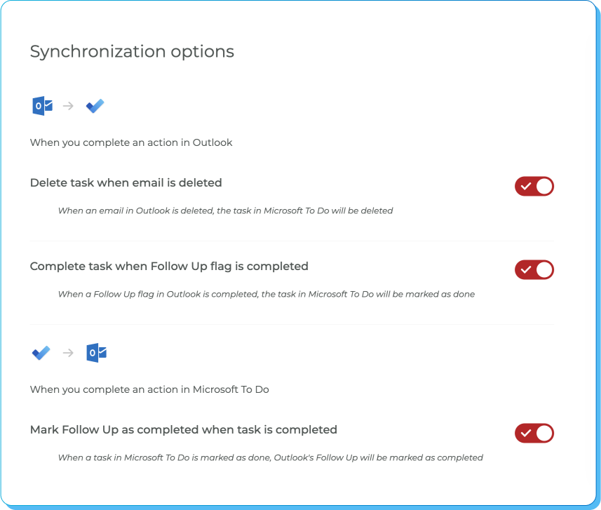 Customize your task sync settings