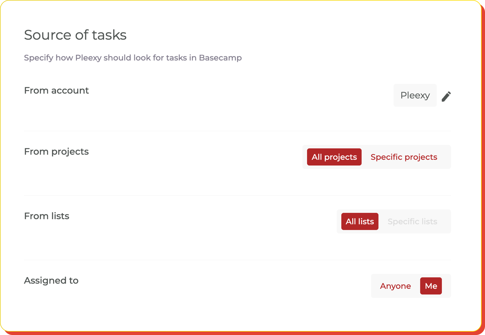 Configure intelligent project filtering