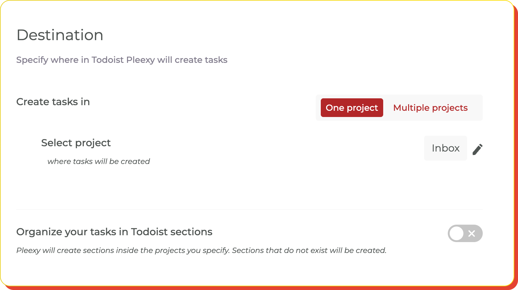 Organize tasks in Todoist projects