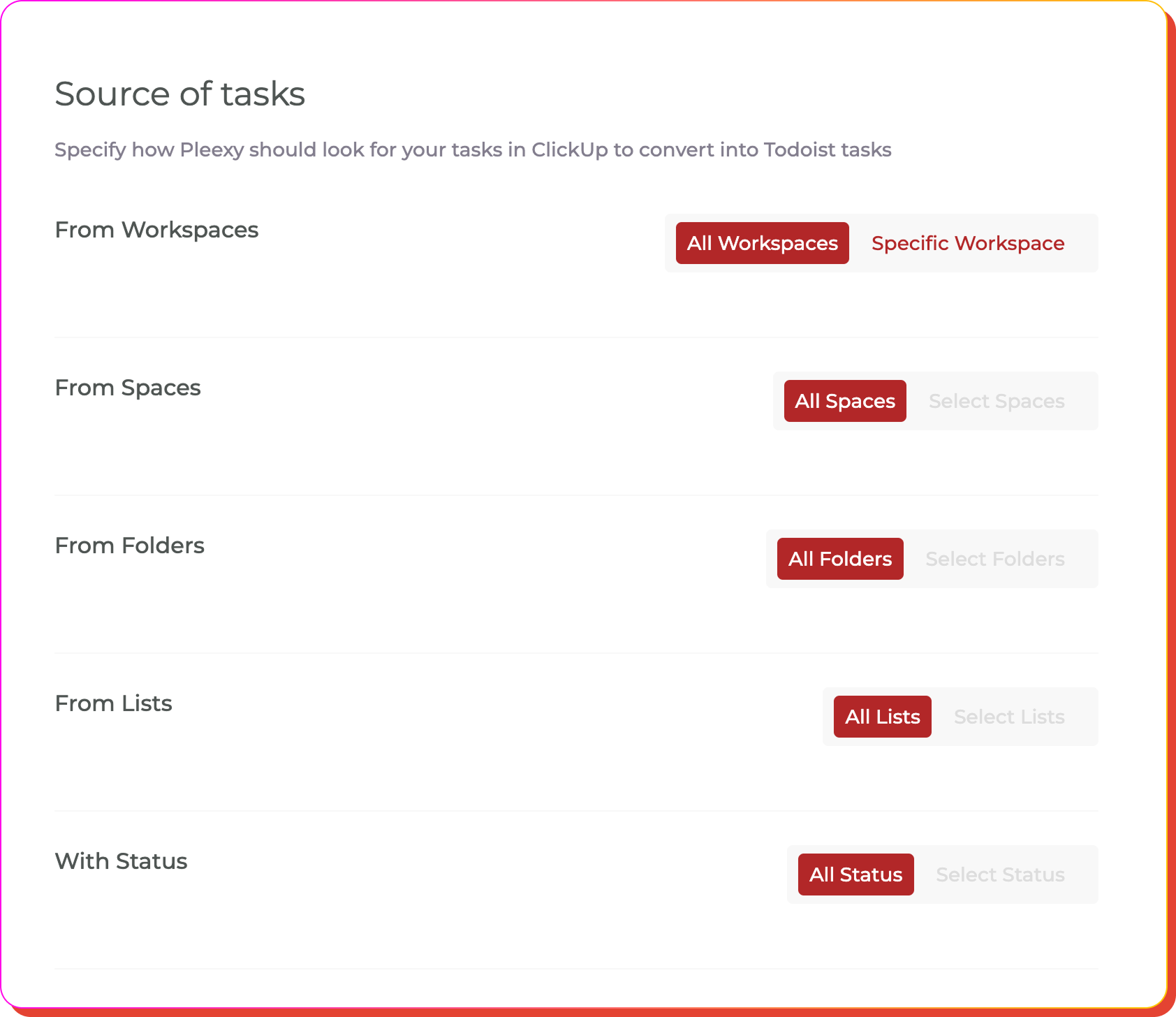 Configure advanced task filtering