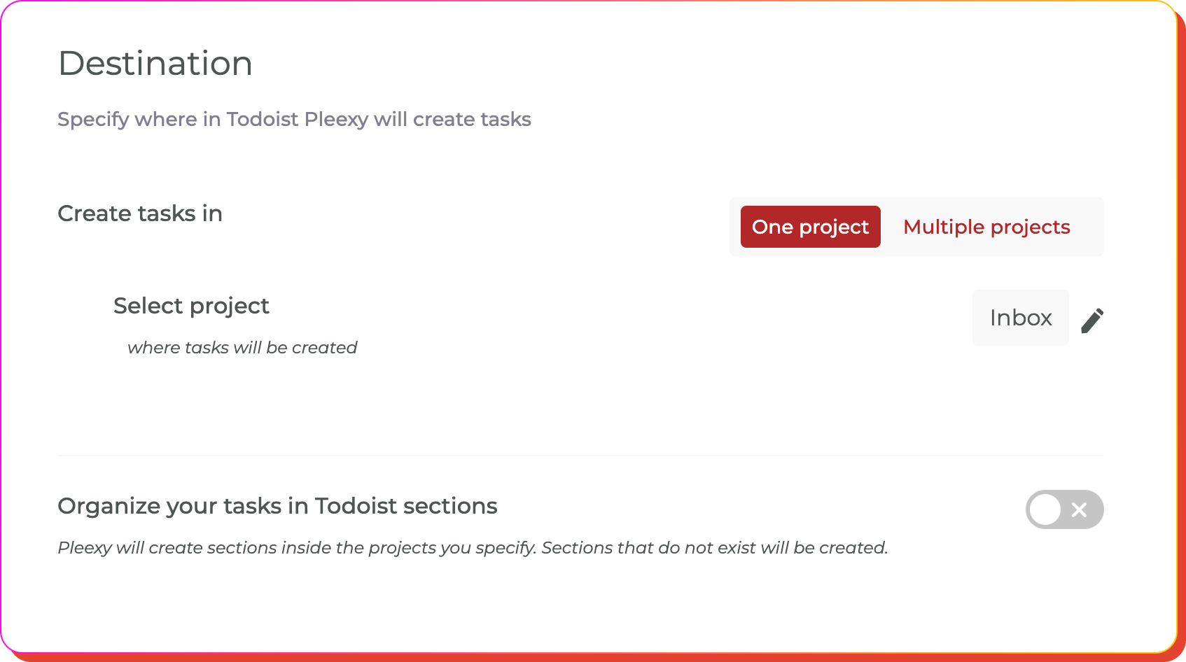 Organize tasks in Todoist projects