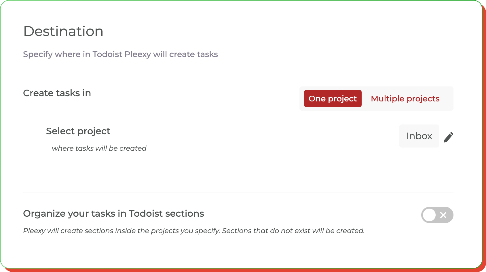 Organize tasks in Todoist projects