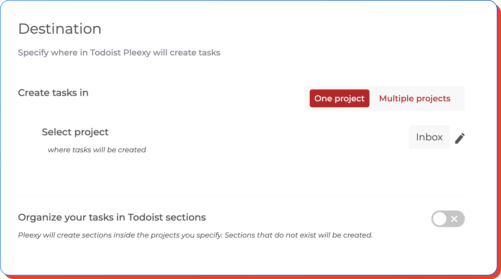 Organize tasks in Todoist projects