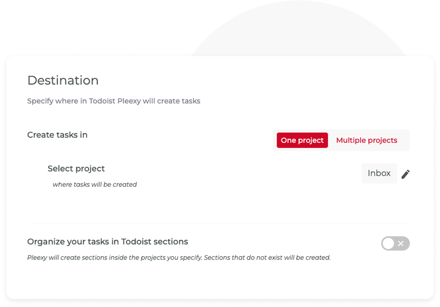 Customize how Pleexy creates your tasks in Todoist