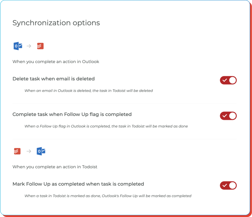 Advanced sync options